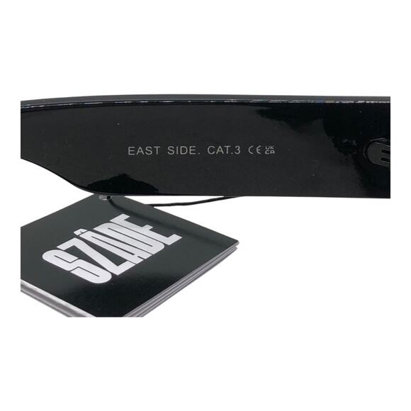 SZADE NIB East Side Black Ink Sustainable On Trend Rectangular Frame Sunglasses - Picture 9 of 16